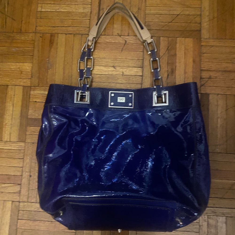 Real Anya hindmarch luxury leather & patent Flavio real designer tote.